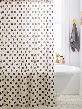 Urban Outfitters Cream and Black Polka Dot Shower Curtain